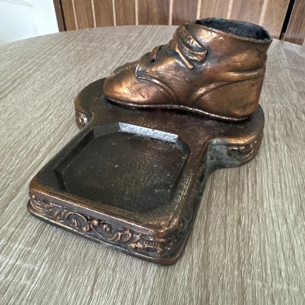 Vintage Bronze Shoe Dresser Tray Change